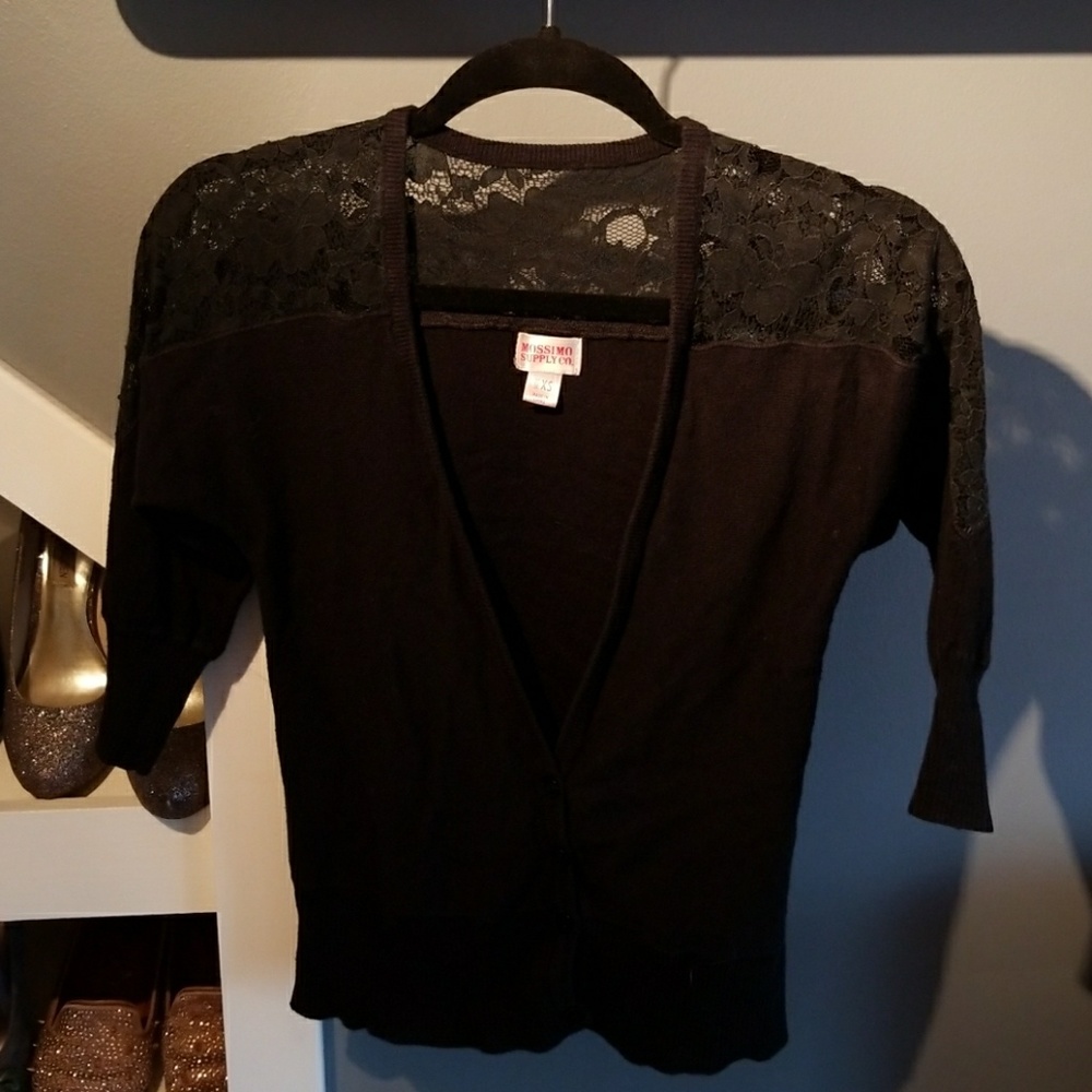 Black cardigan with lace details