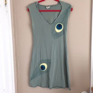 Synergy hooded green and blue peacock dress