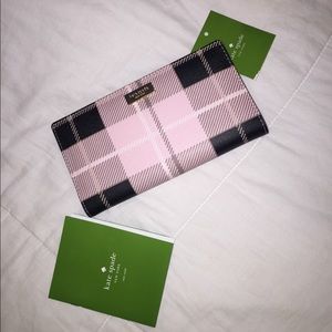 Kate Spade Stacy Wallet in Newbury Lane Plaidpink