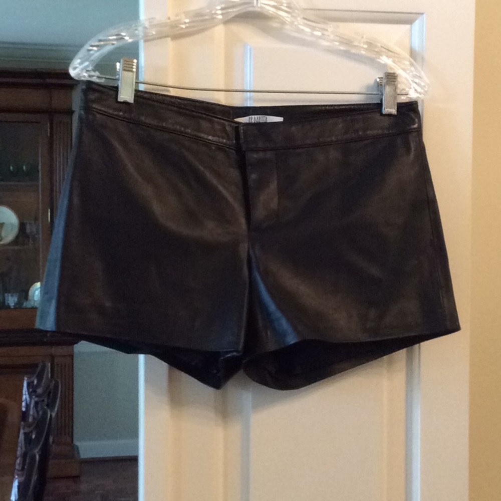 Black leather shorts