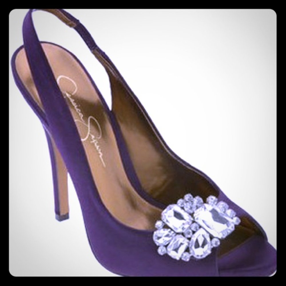 Jessica Simpson Purple Satin Heels .