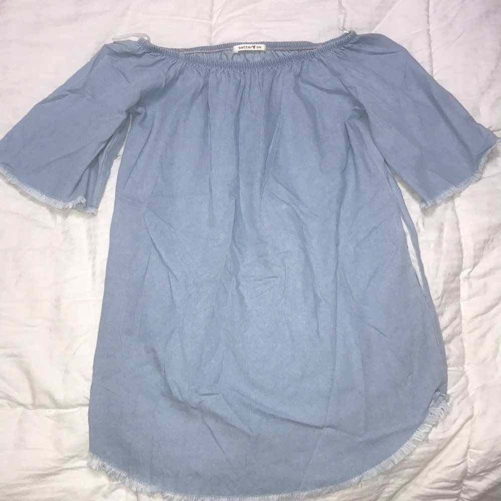Off The Shoulder Soft Denim dress with pockets