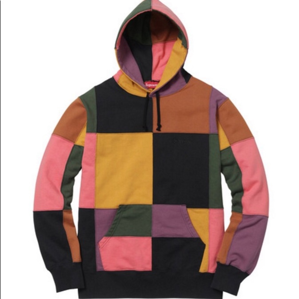 Supreme Patchwork Hooded Sweatshirt - Black
