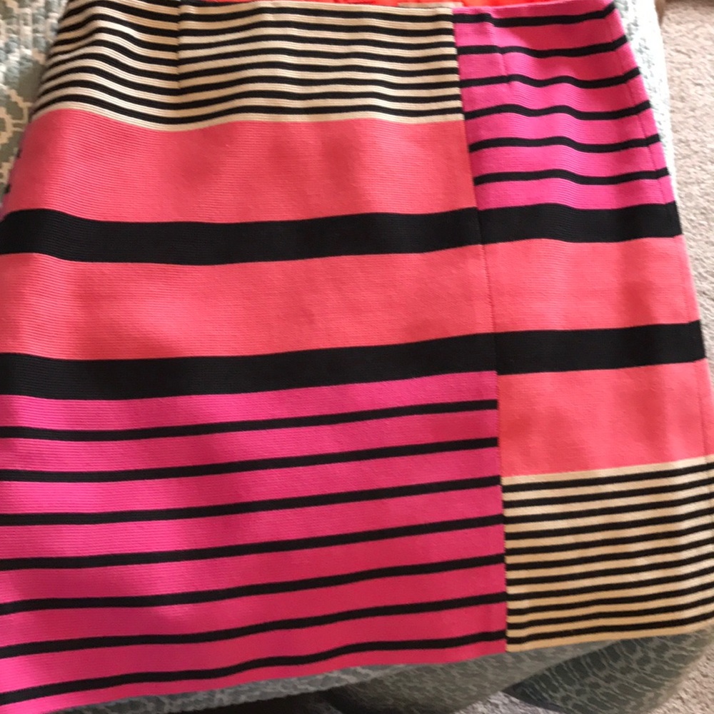 Pink coral black stripe Loft Skirt 8Petite