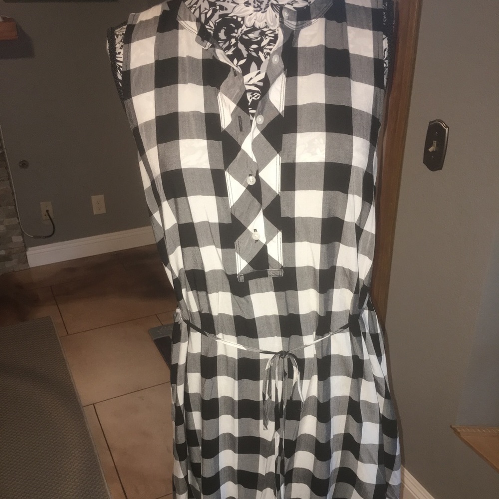 B&W Gingham Summer Shirt Dress