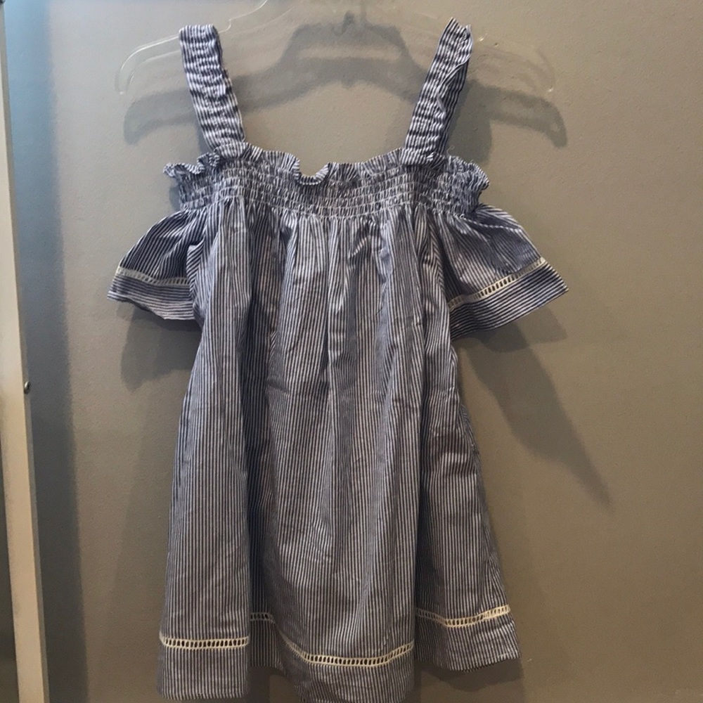 Blue and white striped blouse