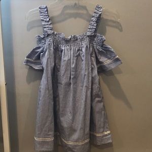 Blue and white striped blouse