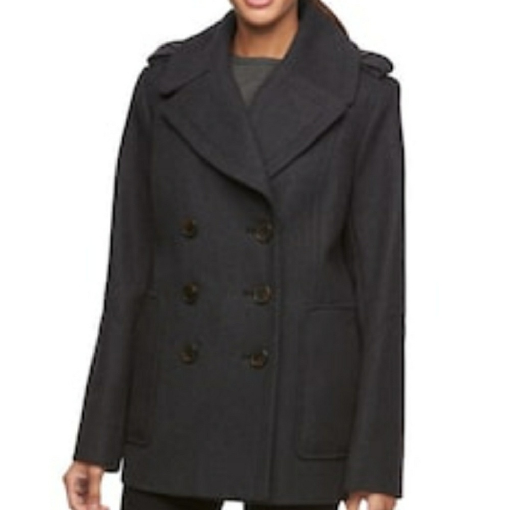 Croft & Barrow® Double-Breasted Wool Blend Peacoat