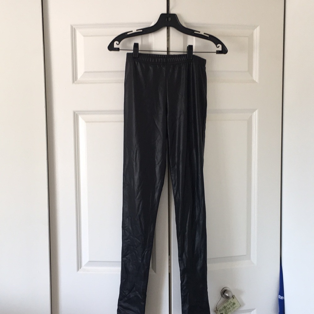 Black faux leather leggings