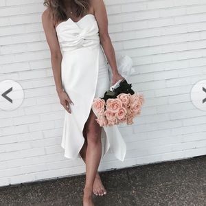 Ivory cocktail midi dress 2 piece skirt crop top