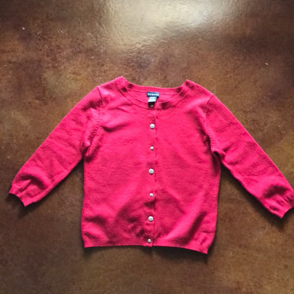 George Red 3/4 Sleeve Cardigan Sweater, Med 8/10.