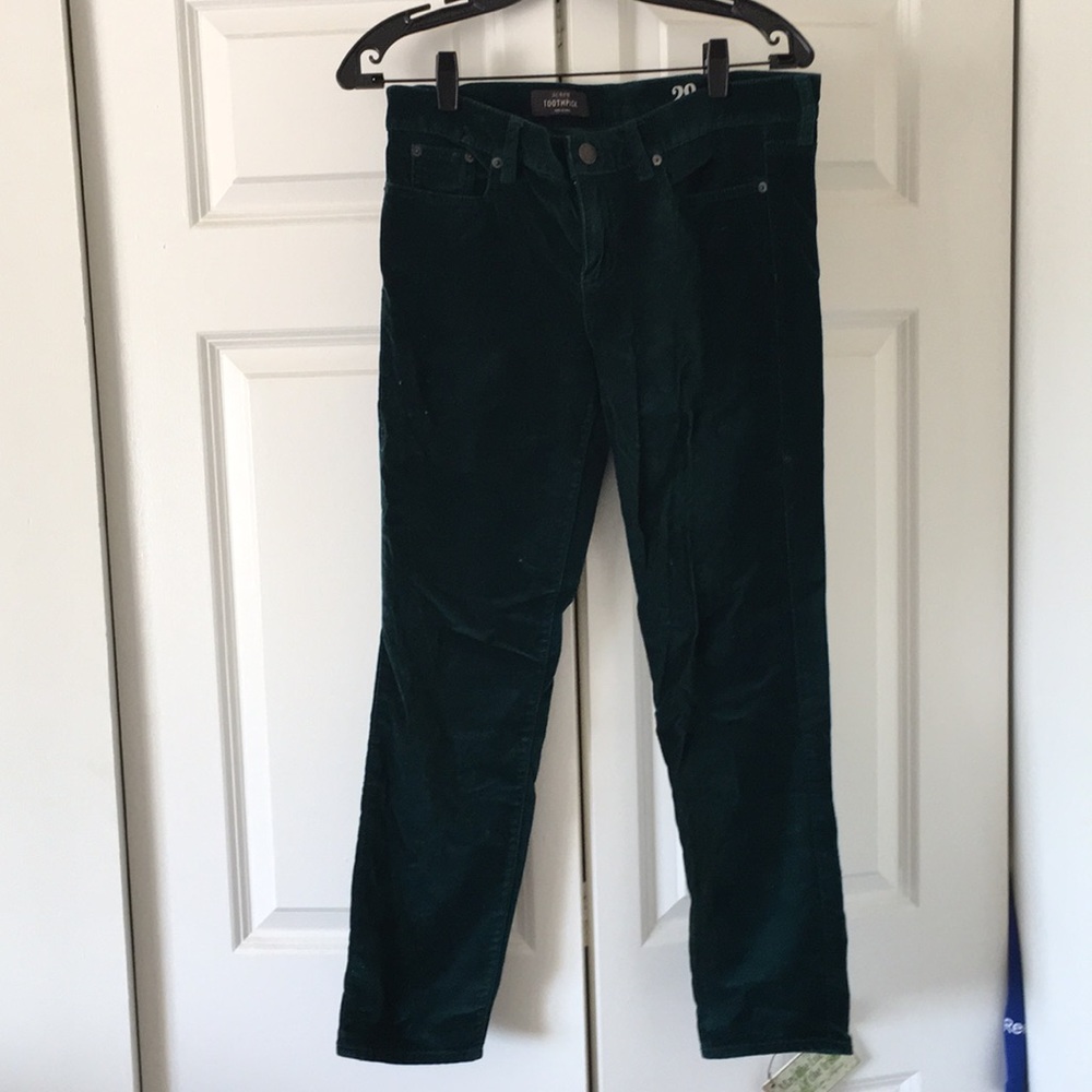 Velvet deep green J. Crew toothpick pants