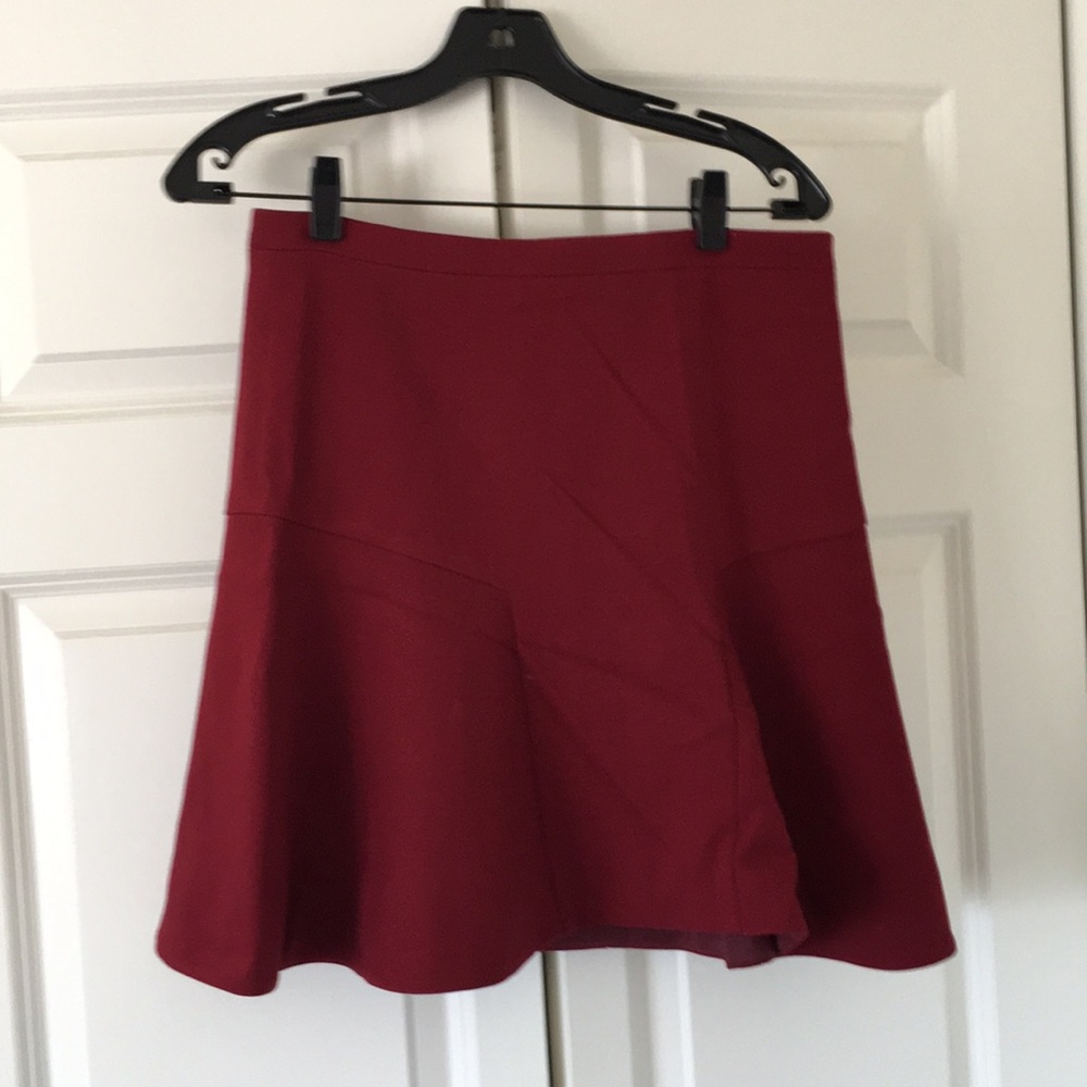 Wool lined J. Crew mini skirt. Burgundy.