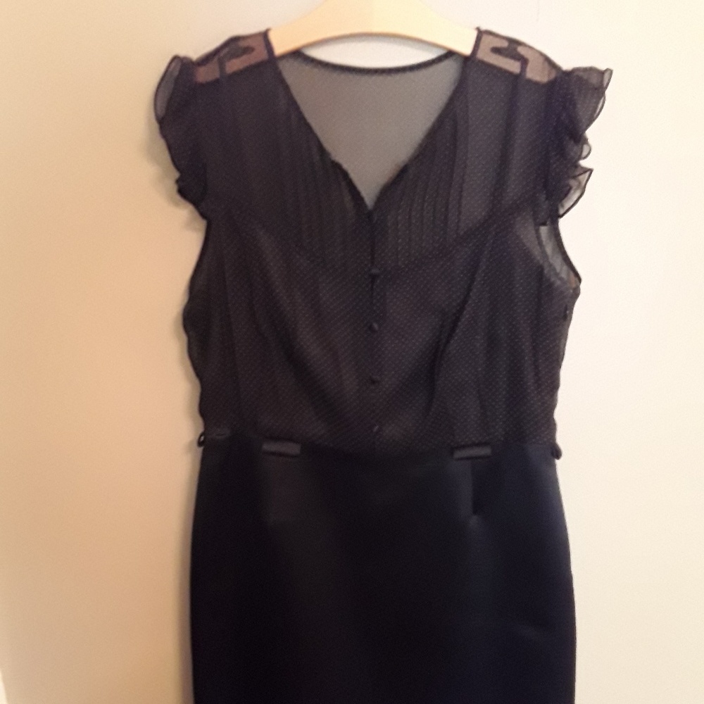 Tahari polka dot chiffon bodice dress