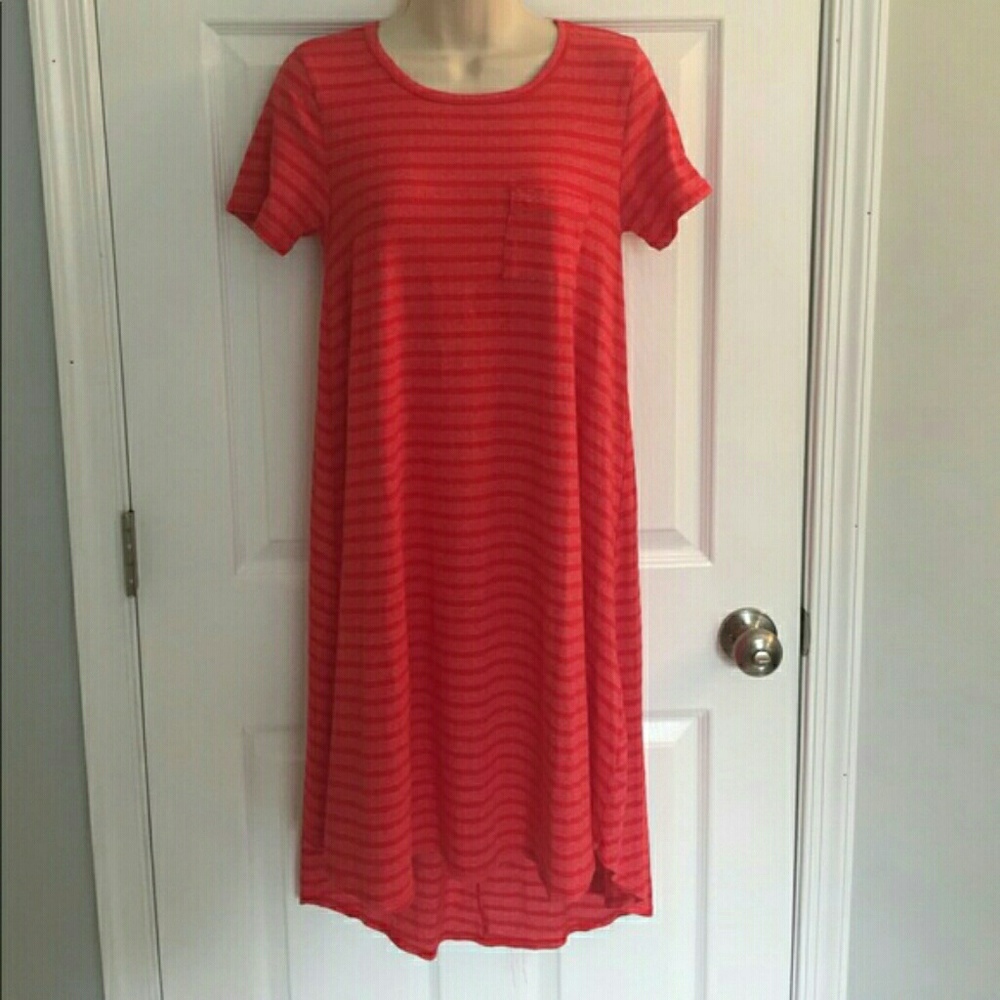 Lularoe Carly red stripe dress - Picture 1 of 1