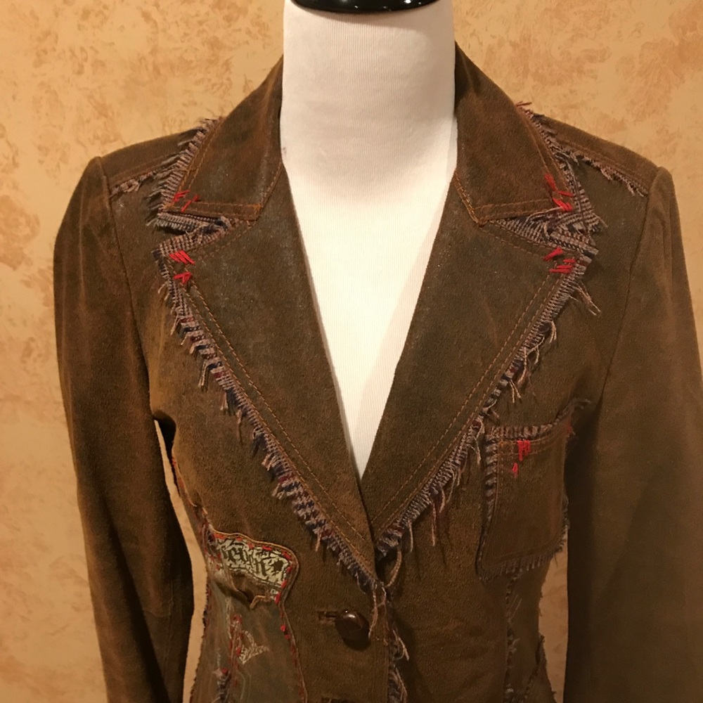 RAW - Chocolate Brown Distressed Leather Blazer - (NWOT)