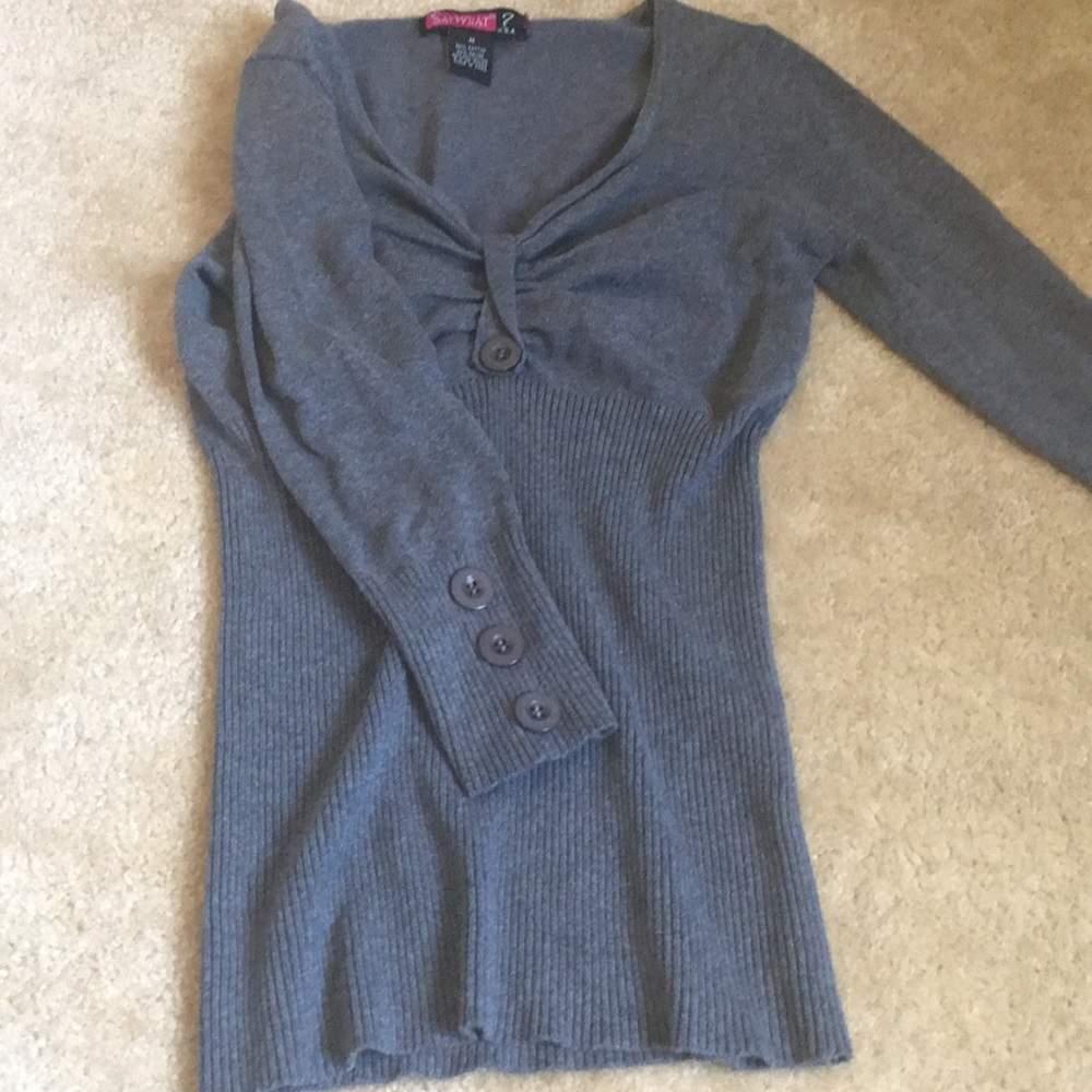 Grey 3/4 Sleeve Sweater