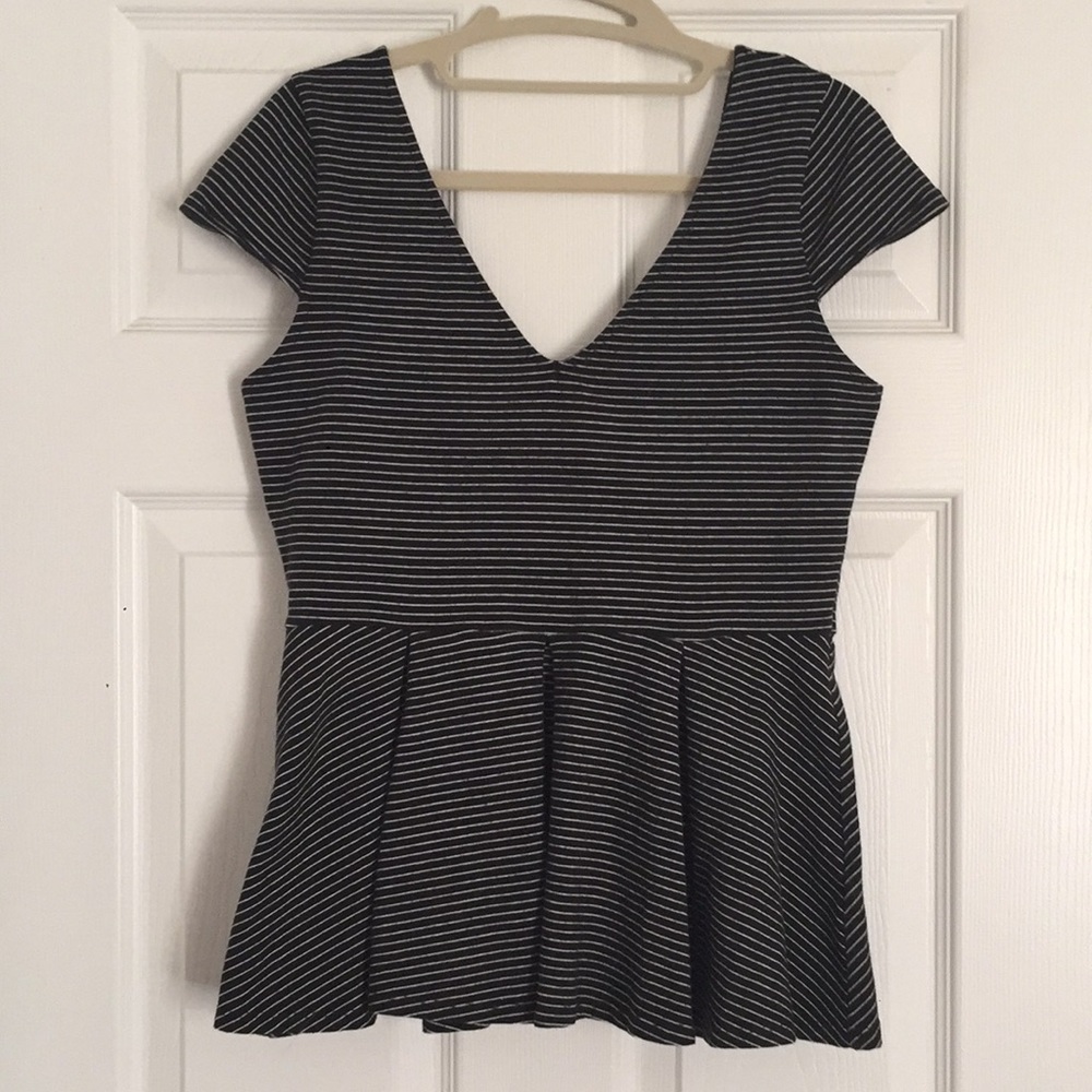Victoria's Secret cap sleeve striped peplum top