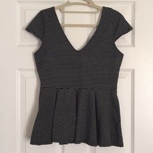 Victoria's Secret cap sleeve striped peplum top
