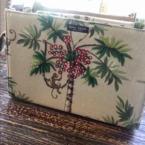 Kate Spade Purse khaki fabric with Monkey in Tree