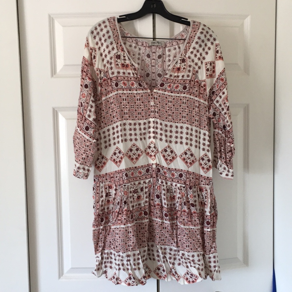 Fall mini dress. Orange and burgundy colors!