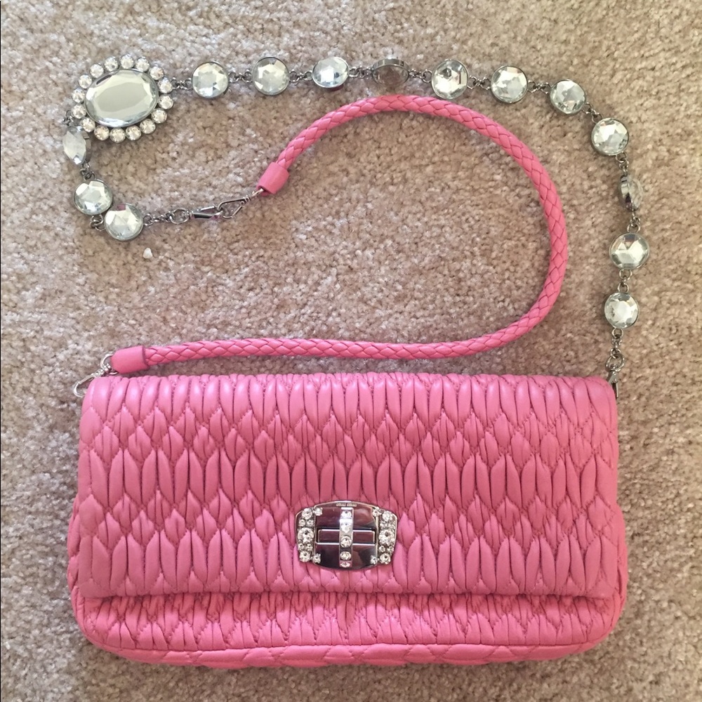 Sold!!  MiuMiu Crystal Crossbody Pink