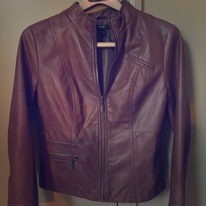 Women's Faux Leather Jacket -Petite Medium