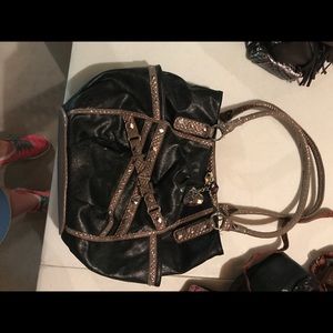 Kathy van zeeland purse Black and Tan straps