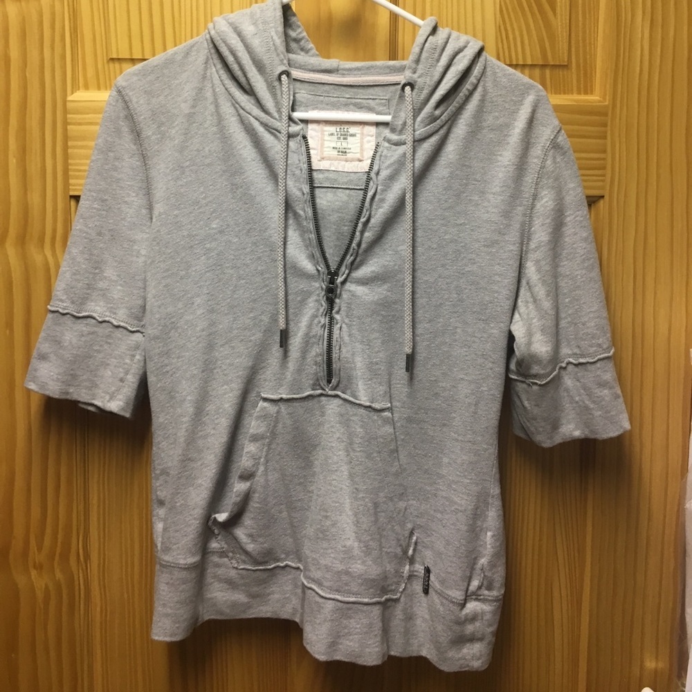 Short sleeve half zip hooded sweatshirt