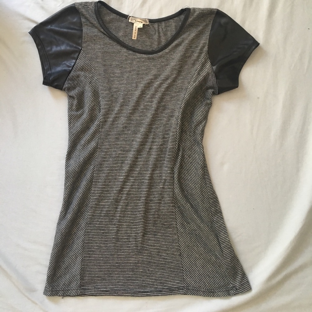 Leather Cap Sleeve Shirt