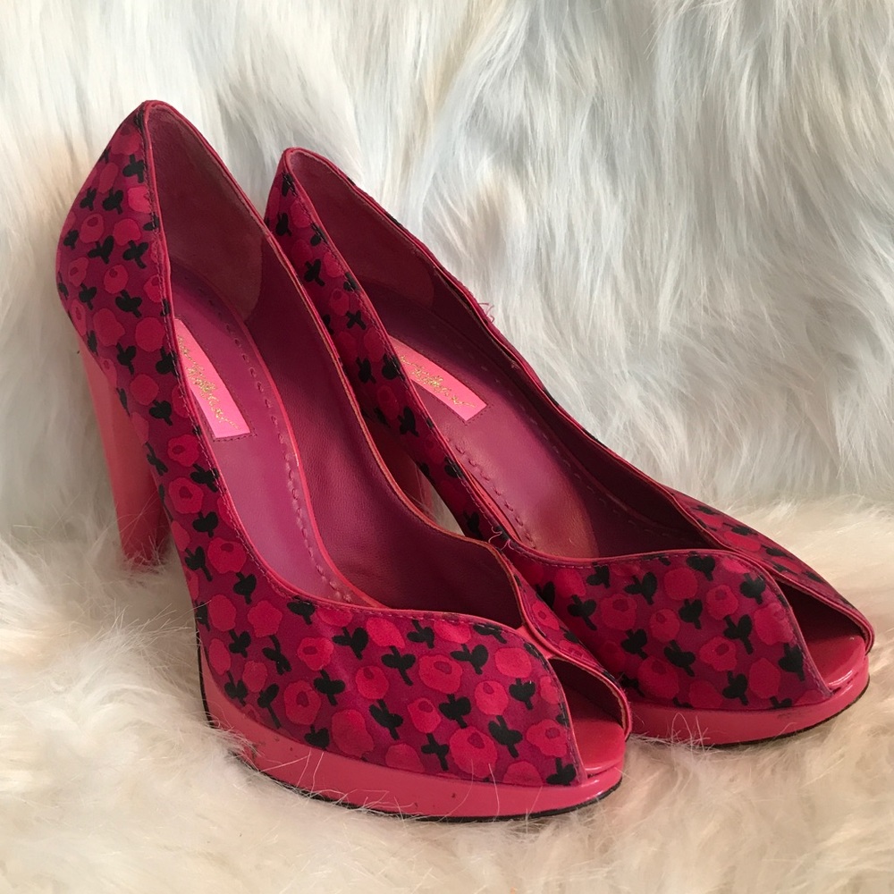 Hot Pink Betsy Johnson Peep Toe Heels