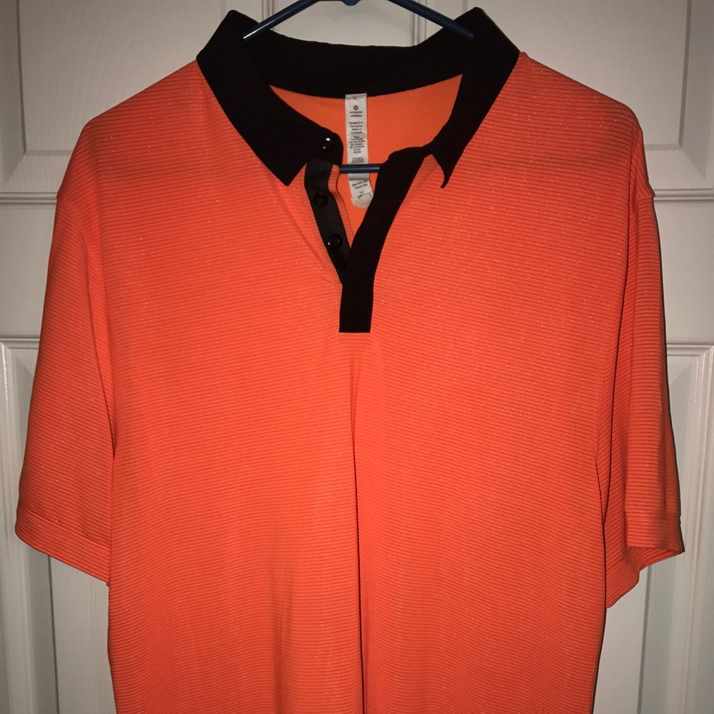 Men's Lululemon polo- orange/black LG-Sold