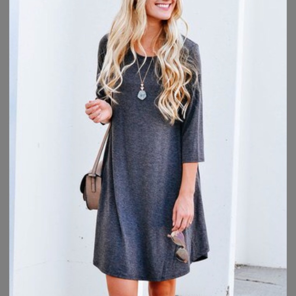 Charcoal side pocket shift dress never worn