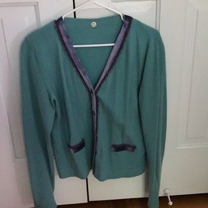 Cashmere cardigan.