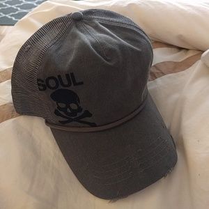 SoulCycle distressed grey trucker hat