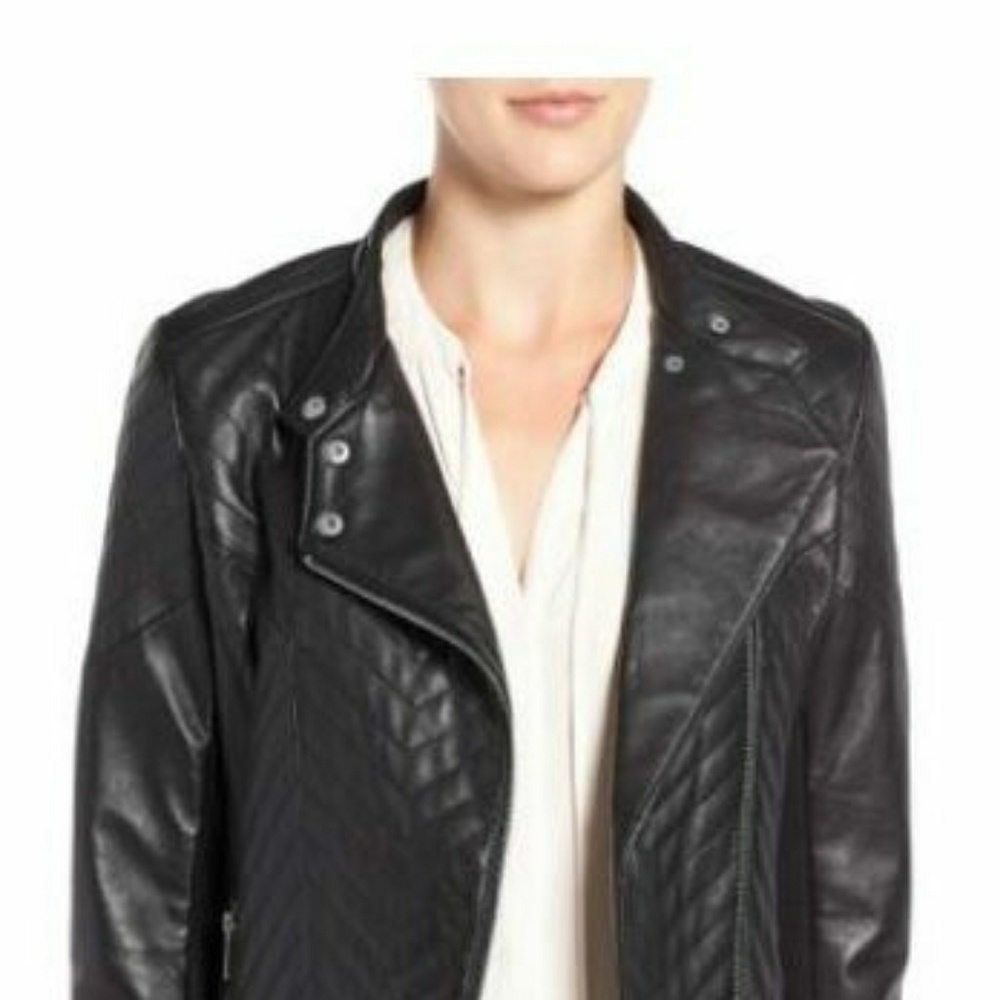 Badgley Mischka Hayden Leather Moto Jacket