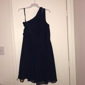 Alfred Angelo Navy One Shoulder Semi Formal Dress