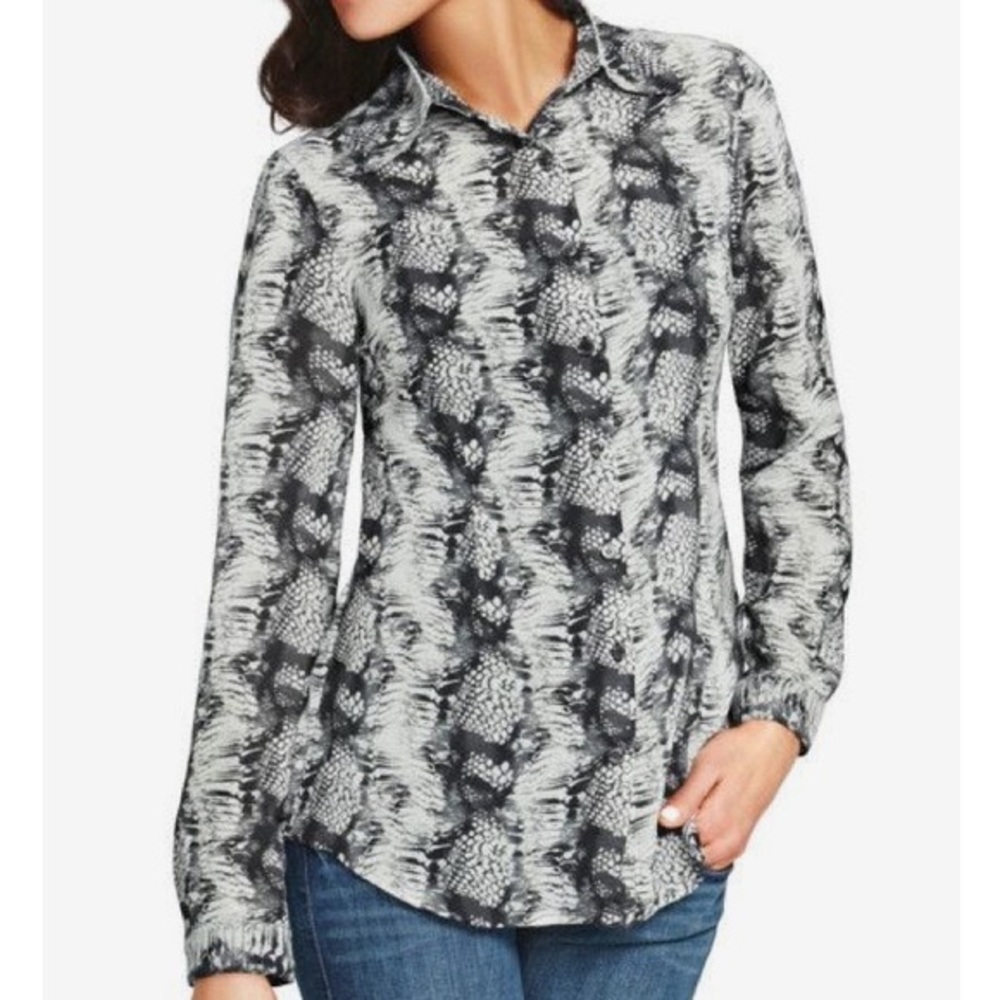 Cabi top. Sheer chiffon. Snake like print. Sz M