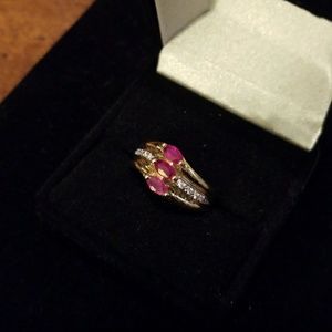 14kt YG Ruby and Diamond Ring, Size 6!