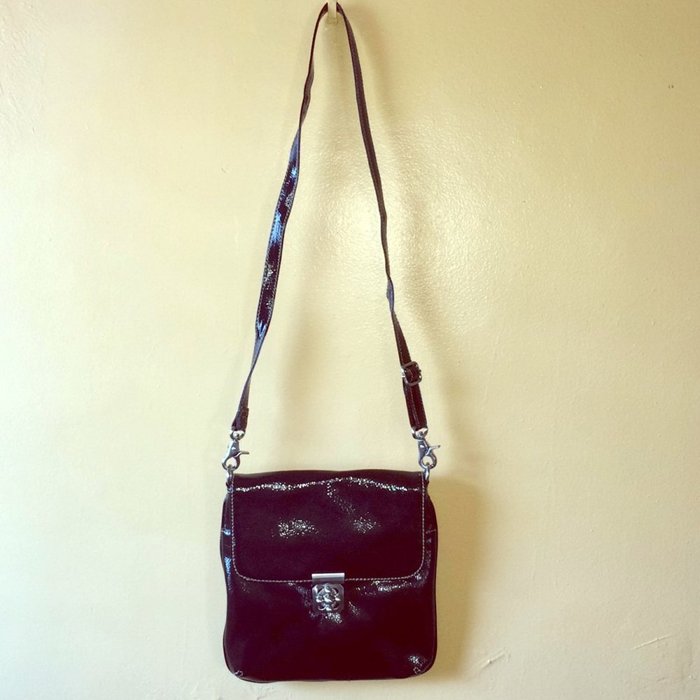 Multi Functional Black Patent Leather Bag