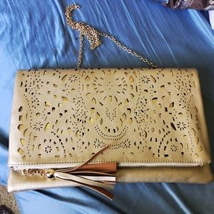 New Gorgeous Gold Clutch W/ Strap