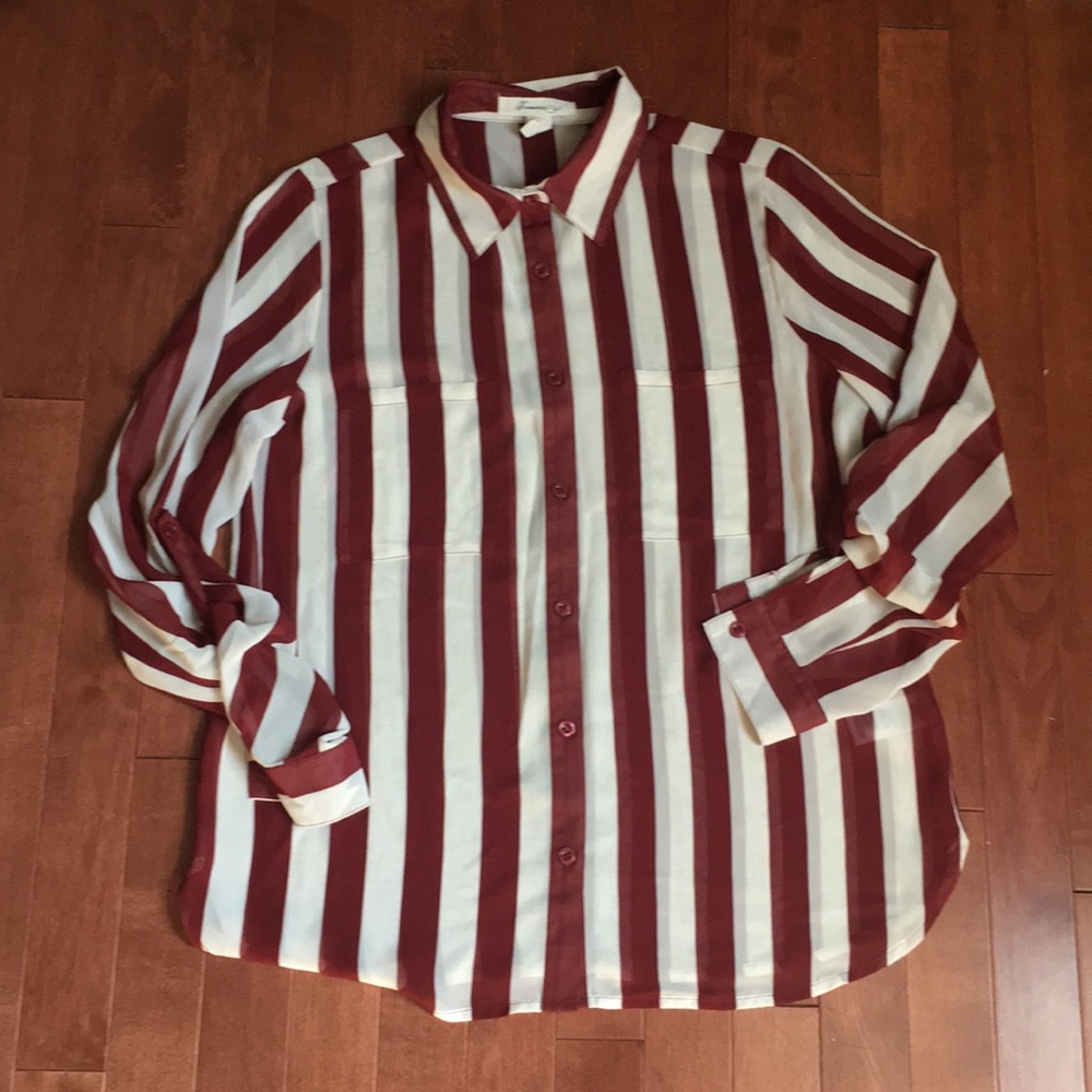 Stripped Button Up Blouse