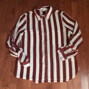Stripped Button Up Blouse