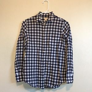 J. Crew Gingham Blue Button Up Shirt