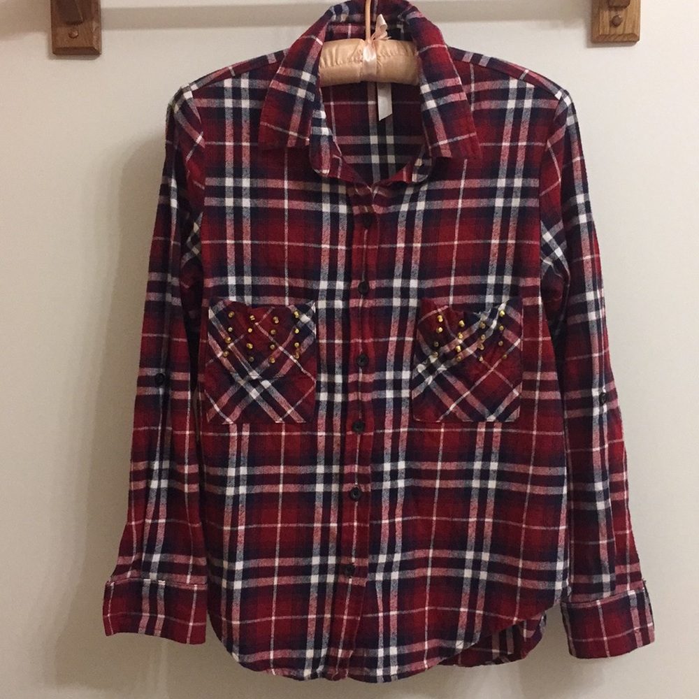 Studded plaid shirt from pac sun fall red