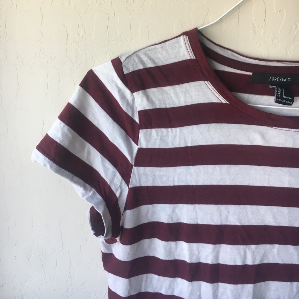 Forever 21 Striped Maroon Shirt