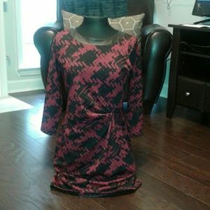 EUC read and black dress