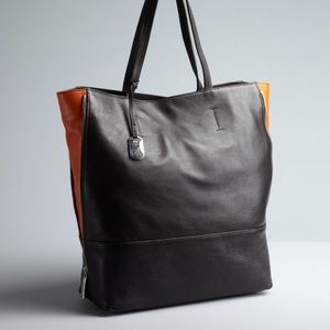 Furla Coffee & Mandarin 'amazonne' Zip Side Tote