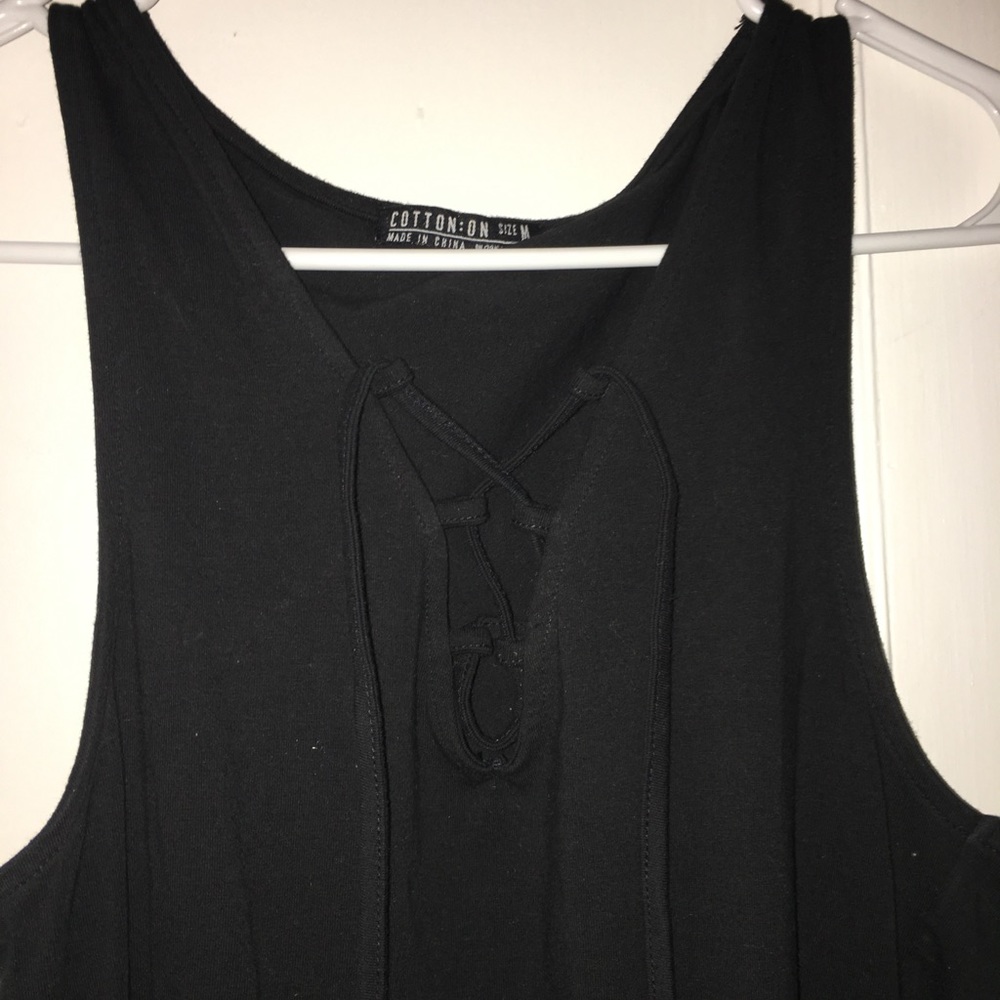 black tie up bodysuit leotard