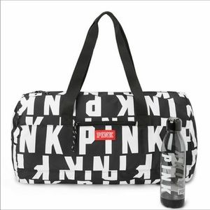 VS Pink Duffle Bag and Water Bottle